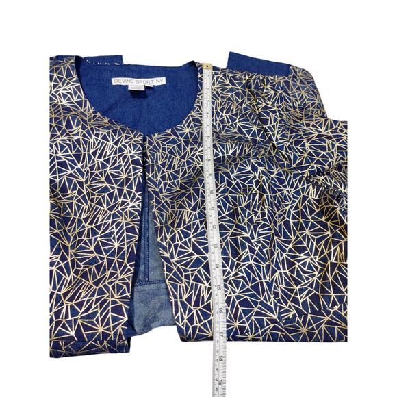 NWT Devine Sport NY Geometric Coat Jacket Long Sleeve Blue Gold Womens 16 - Picture 5 of 7